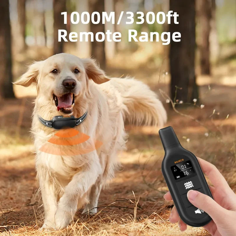 ROJECO Elektrisches Hundetrainingshalsband, digitale wiederaufladbare Fernbedienung, IPX7 wasserdichter Vibrator, Haustierhund, Rinde stoppen, Schockhalsband