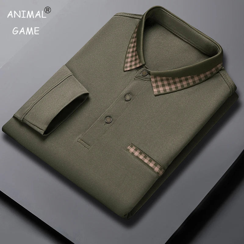 New Long Sleeve Men's Polo Shirts Cotton Solid Color Casual Polo Shirts for Men New Sping Autumn Basic Polos Men