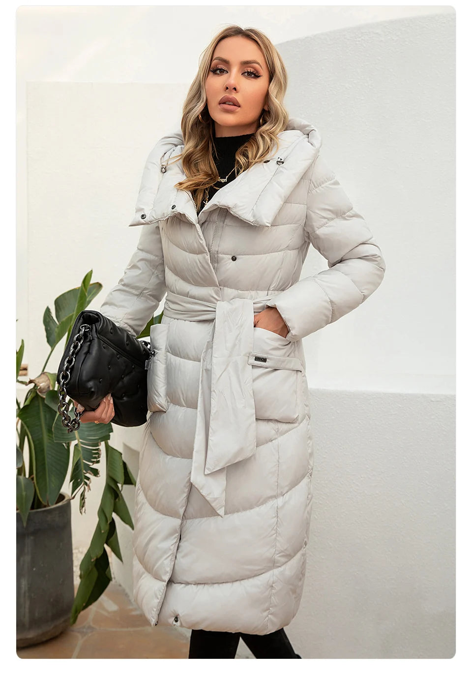 Gasman Mode Parkas Frauen lässig Kapuze Taschen gürtel Frauen Daunen jacke weibliche Mäntel Outwear