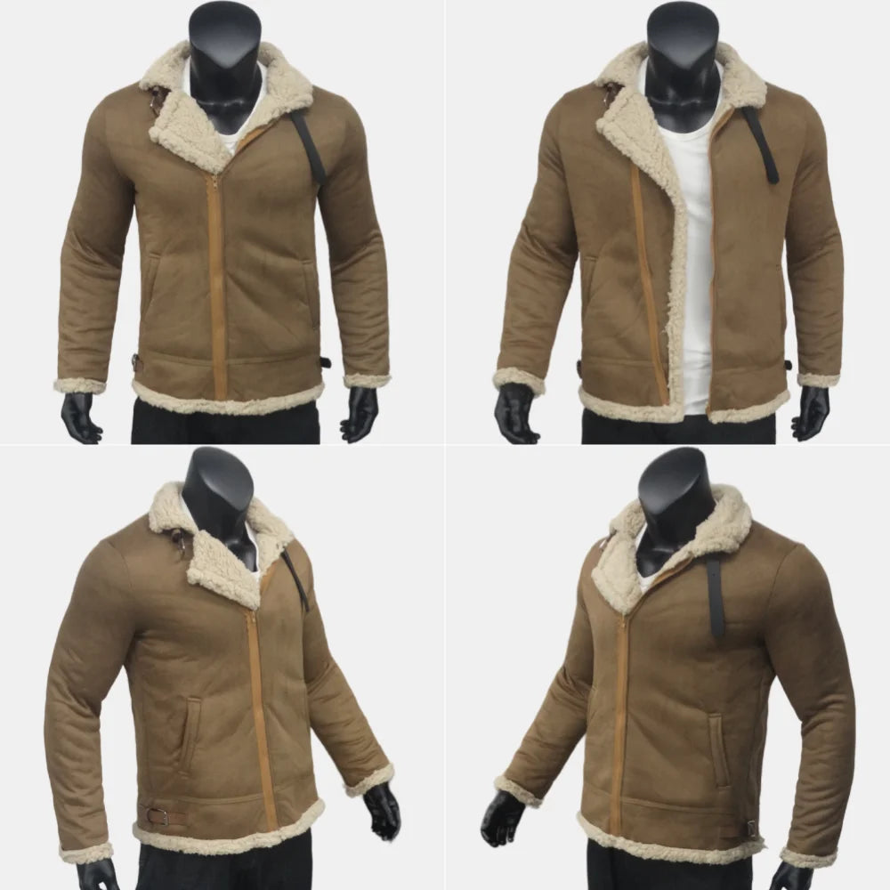 Wildlederjacke für Herren, Winter, leicht, warm, Fleecemantel, kältebeständig, Reißverschluss, Herrenbekleidung, Oberbekleidung aus synthetischer Wolle, M-5XL