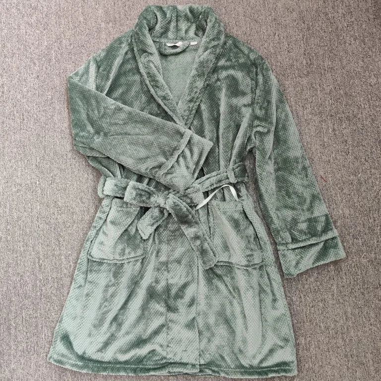 Männer Koralle Samt Nachtwäsche Peignoir Winter Robe Frauen lange nach Hause Bademantel Femme Nachthemd weiche Nachtwäsche warme Flanell Kimono