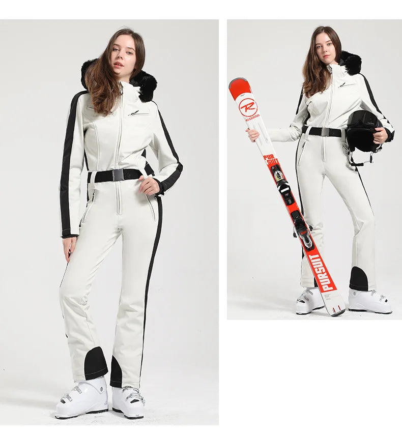 2025 einteiliger Ski anzug Frauen warme Outdoor-Snowboard jacke Overalls Ski-Set Overalls wind dicht wasserdicht traje de esqui