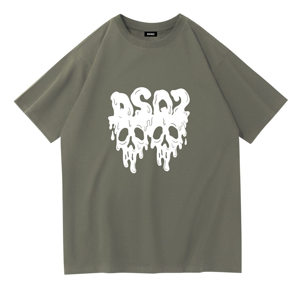 Summer Mens T-Shirts DSQ2 Brand Mens Casual Stretch Loose Cotton Short Sleeve T-shirt DSQ Print Couple Street Sport T-Shirt