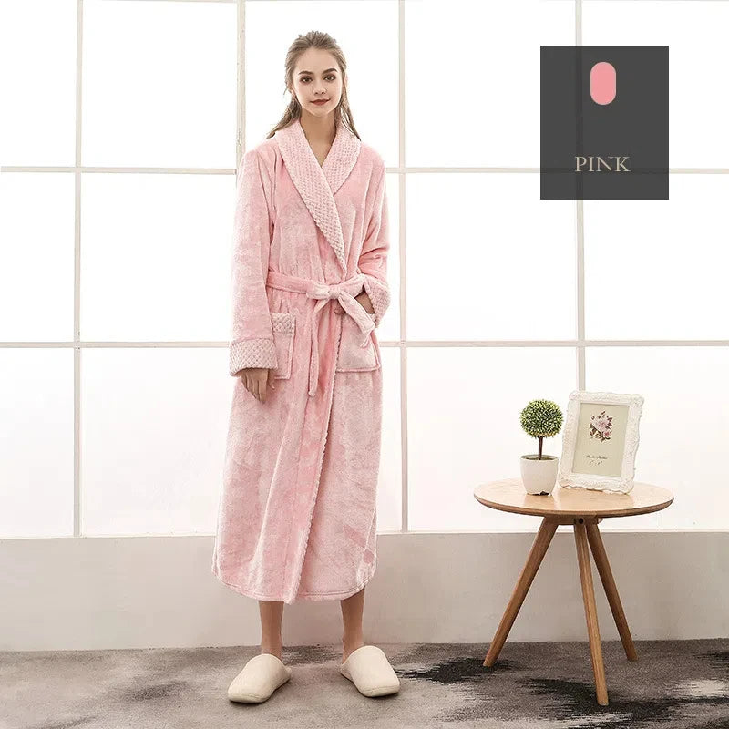 2024 neue Winter roben Männer warme Flanell Pyjamas Frauen dicke Langarm Bademantel Männer einfarbige Homewear Lounge wear