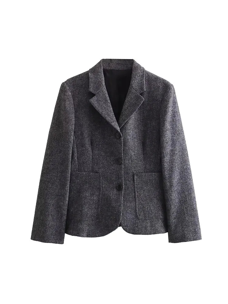 Traf 2024 Herbst Winter elegante Frauen Wolle schlanken Blazer Maxirock passt Langarm Büro jacke weiblichen Mantel 2 Stück Sets