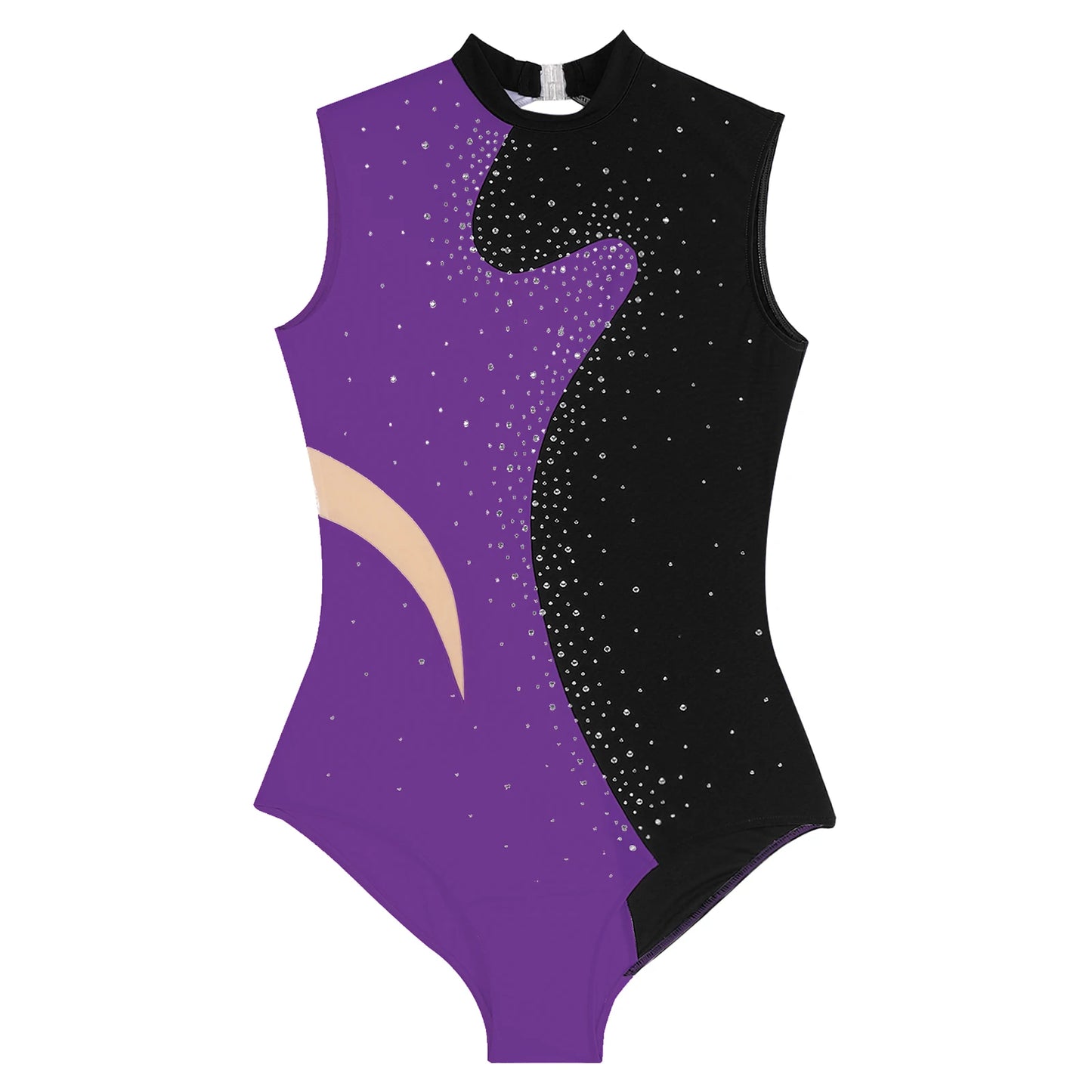 Damen-Trikot mit glitzernden Strasssteinen, ärmellos, für Ballett, Tanz, Gymnastik, Body, Eiskunstlauf, Wettbewerb, Kostüm, Tanzbekleidung