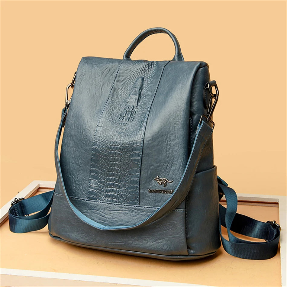 Damen Krokodil Muster Rucksack Leder Schule Bücher taschen für Mädchen Rucksack große Kapazität Designer Reise Rucksack Mochi las