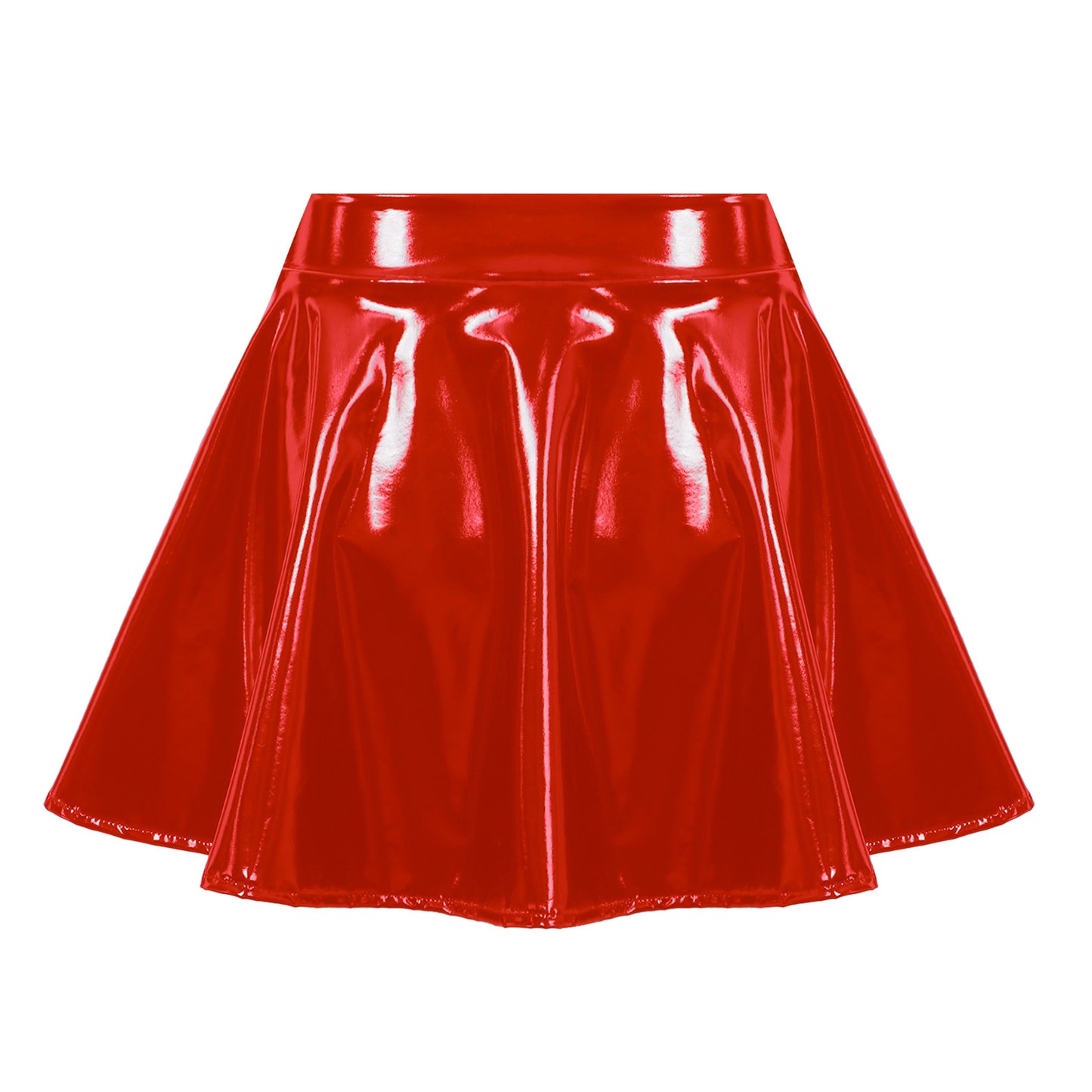 Sexy Lack leder Miniröcke Frauen hohe Taille Plissee Latex A-Linie Kreis Rock Rave Dance Bottoms Clubwear Röcke weiblich