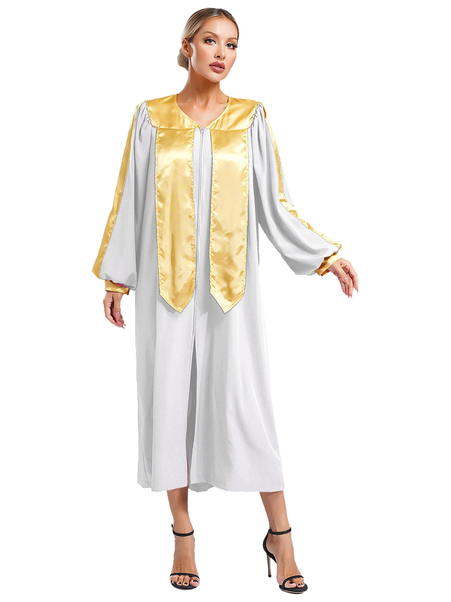 Damen Kirchenchor Robe Erwachsene Priester Pastor Prediger Minister Outfit Klerus Kleid Abschlusskleid Christliches Taufe Kostüm