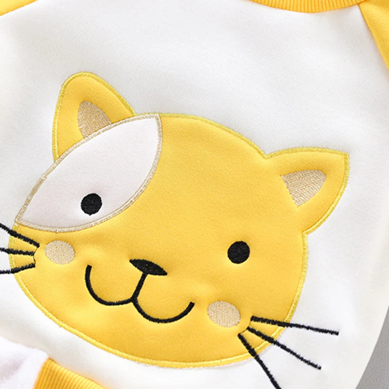 3 Stück süße Katze warm halten Mädchen Kleidung Herbst Jungen Kleidung Sets Kapuze Weste Mantel Hose Baby Anzüge 1-4 Jahre neue Kinder kleidung