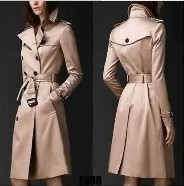 Amazon New Trendy Double Row Button Slim Fit Langer Trenchcoat im europäischen und amerikanischen Stil Trendy Celebrity Same Model