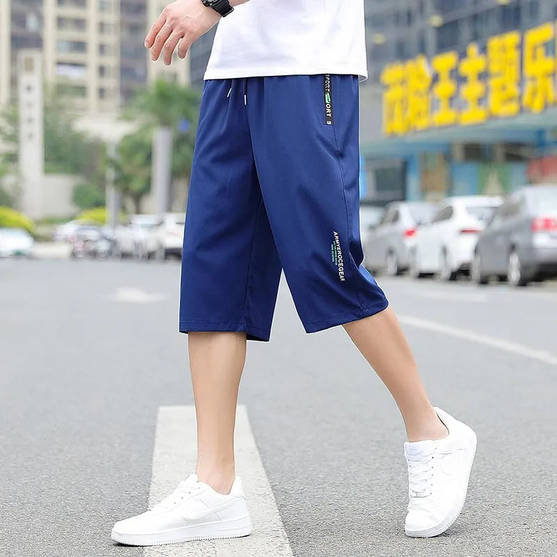 Plus Size Stretch Men's Cropped Pants Casual Pants 8XL Summer Letter Printing Streetwear Beach Pant Men Clothing Sweat Pants F20