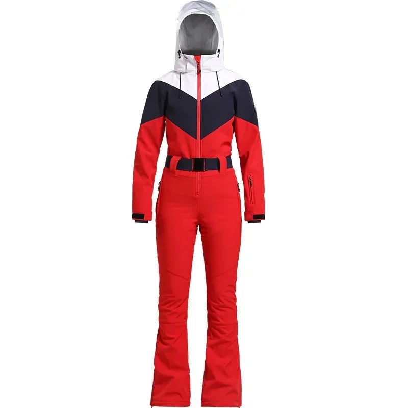 Ski-Sets neue einteilige Ski anzug schlanke Overalls Frauen Outdoor Snowboard warme Overalls wind dichte wasserdichte Winterkleid ung