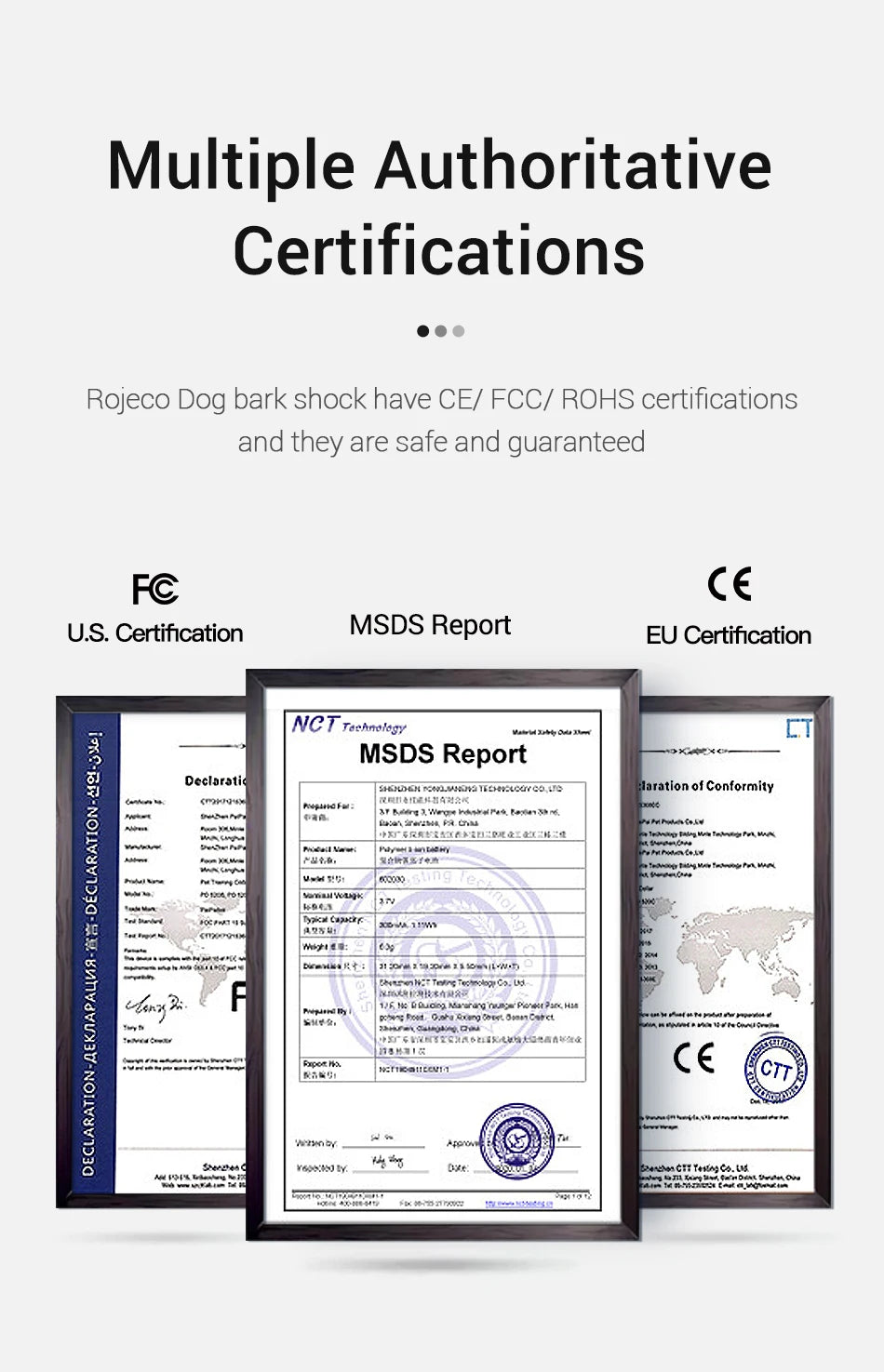 ROJECO 1000 m elektrisches Hundetrainingshalsband, ferngesteuertes Trainingshalsband für Haustiere, wiederaufladbar, für Hunde, Bellenkontrolle, Stoppschock-Halsband