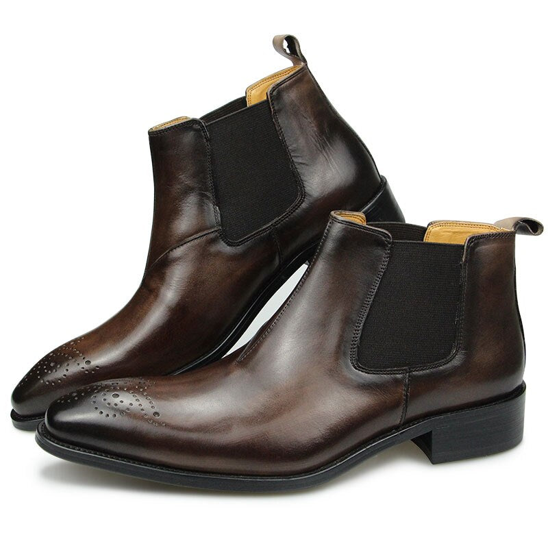Men Genuine Leather Chelsea Ankle Boots