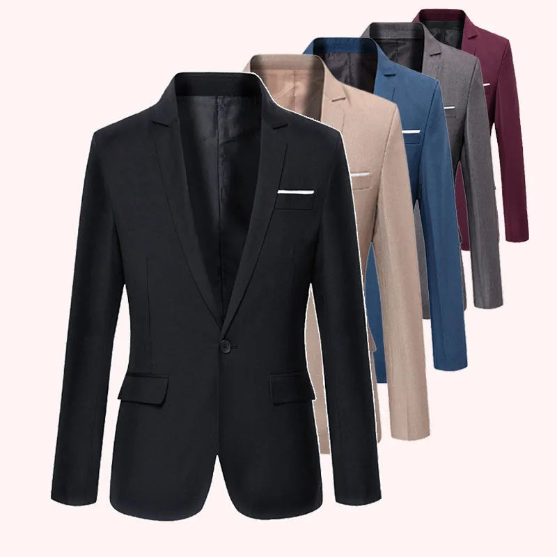 Classic Men's Blazer Solid Slim Fitting Business Casual Blazer Men Clothing Wedding Suit Jacket  Blazer Homem