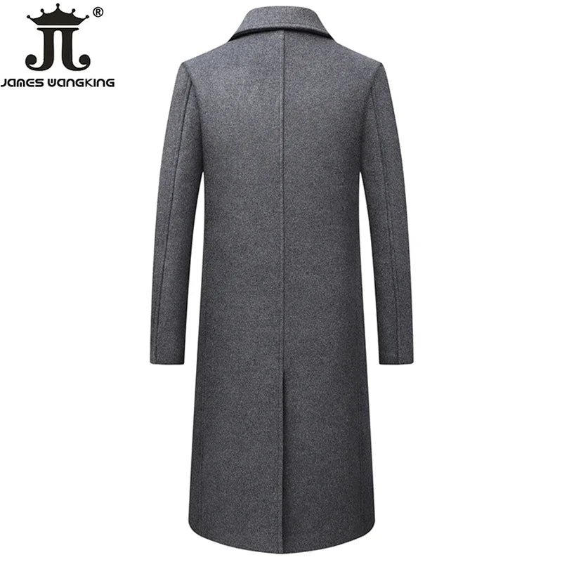 Herbst Winter Herren Woll jacken Boutique High-End Woll mischung Mantel Trench Men X-langen dicken Mantel über dem Knie Trenchcoat