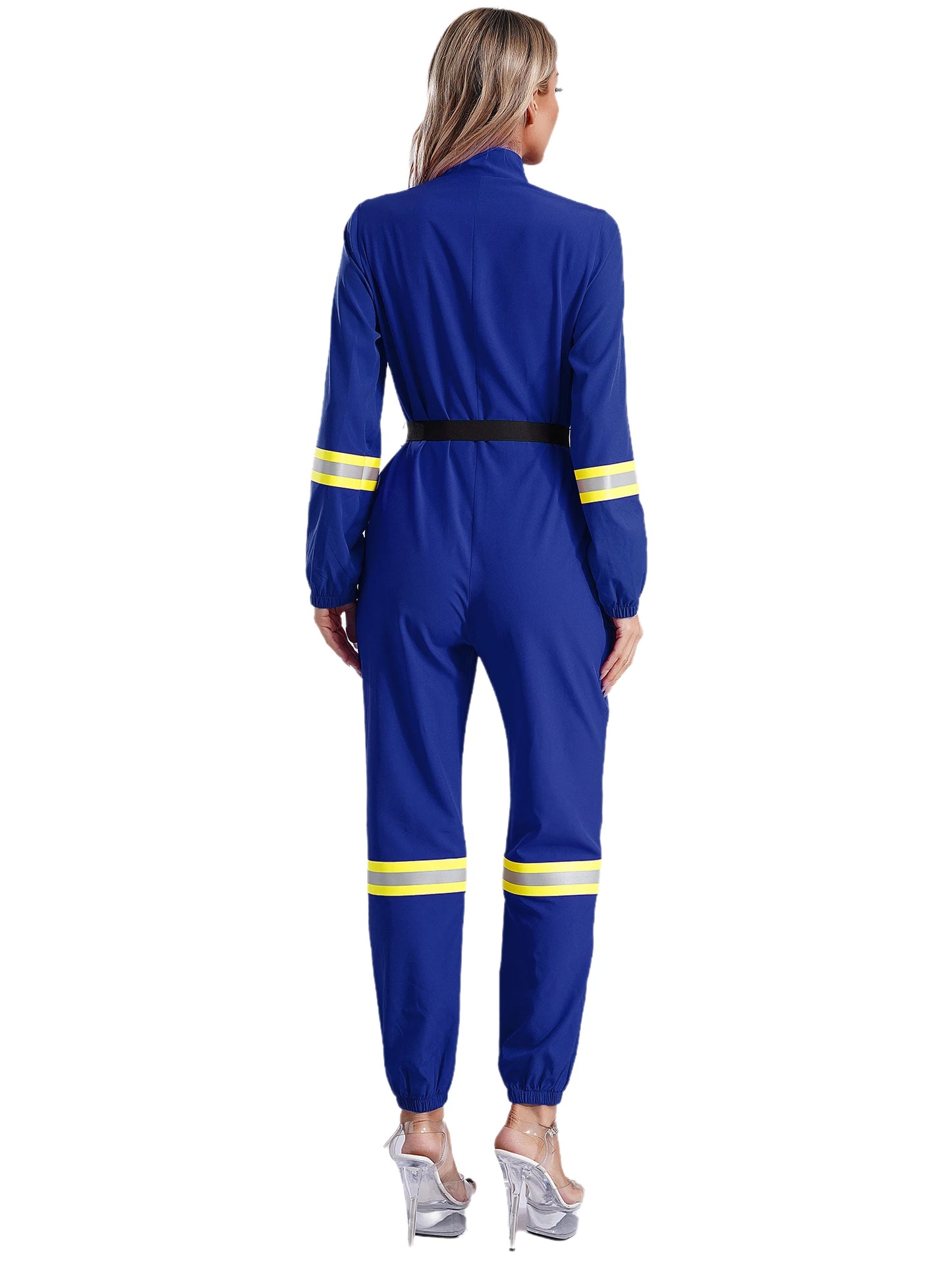 Damen Feuerwehr mann Kostüm Feuerwehr mann Langarm Front Reiß verschluss Overall Stram pler Overalls für Halloween Party Rollenspiel verkleiden