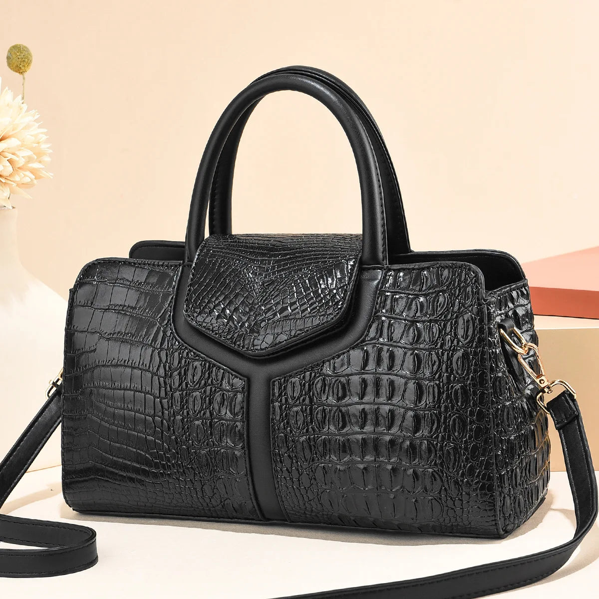 TRAVEASY Summer Casual Vintage Top-Handle Bags for Women Fashion Alligator Large Capacity Female Shoulder Bags Crossbody Bags