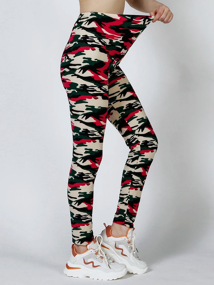 CUHAKCI Camouflage Printed Women Leggings Fitness Leggins Gym High Elastic Skinny Army Green Jegging Sport Pencil Pants New