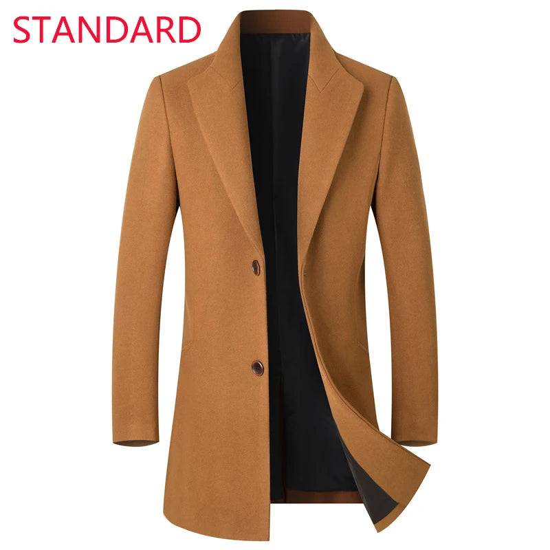 Herbst & Winter Boutique Wolle Mode einfarbig Herren lässig Business Woll mantel Jacke verdickt und warm Herren Trenchcoats