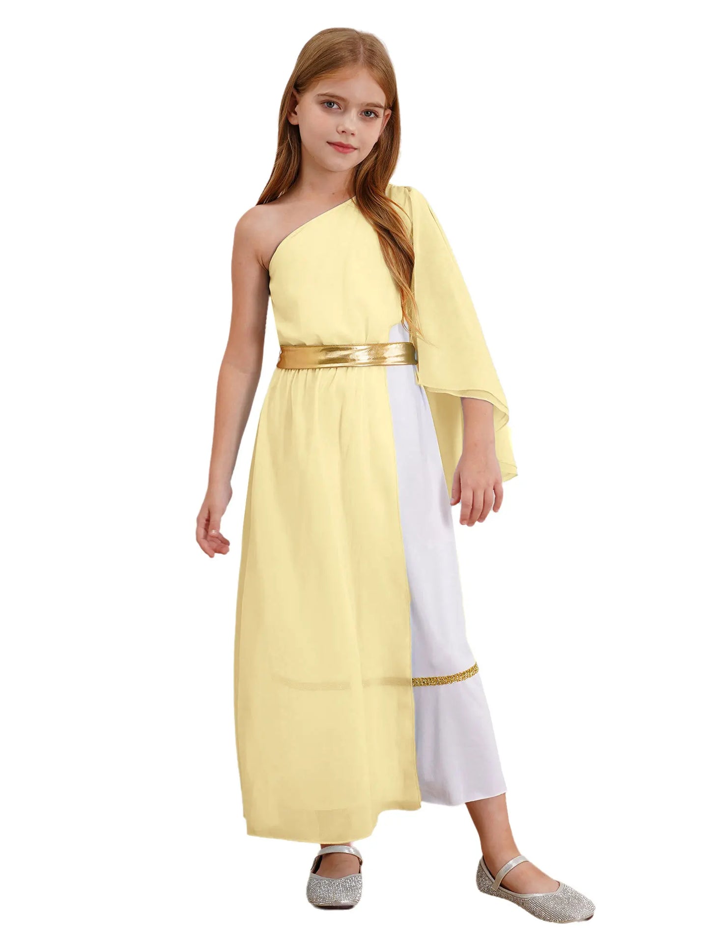 Kids Girls Greek Princess Costume Ancient Roman Empress Tulle Long Maxi Dresses Halloween Toga God Nobility Cosplay Dress Up