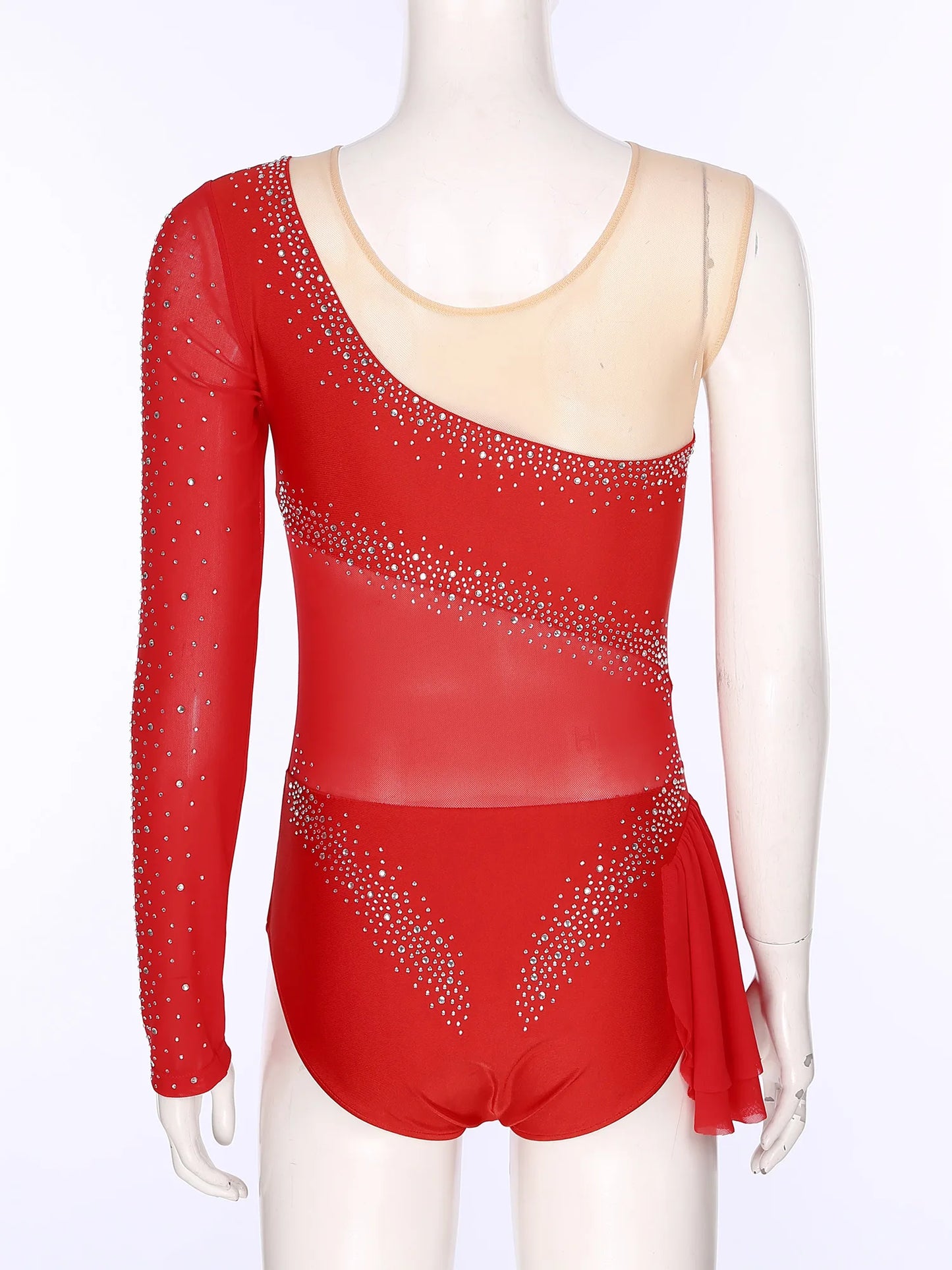 Damen glänzenden Strass eine Schulter Ballett Tanz Gymnastik Trikot Bodysuit Eislaufen Training Overall sportliche Tanz kleidung