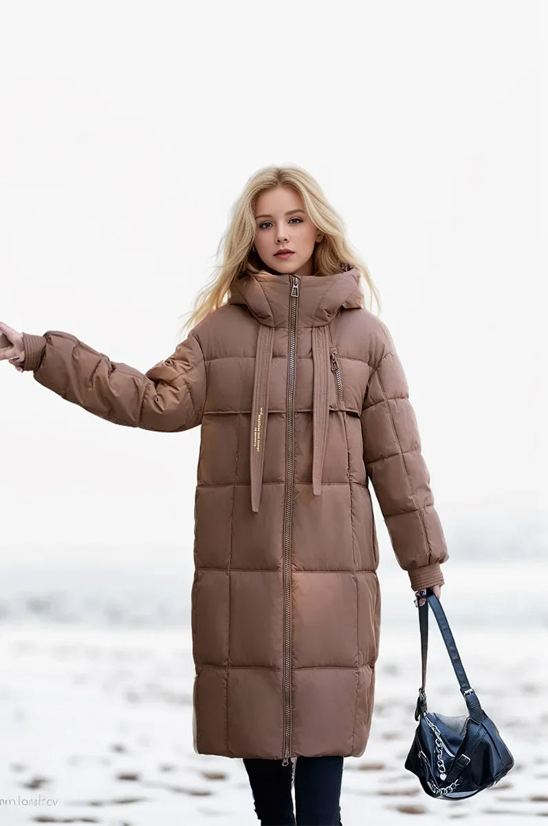 Frauen Parkas 2024 Herbst Winter Daunen Baumwoll jacken gepolstert verdickt Overknee locker lässig lange warme Taschen Mantel Schnee mantel