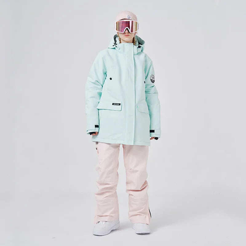 Winter Neue 2022 Ski Anzug Frauen Outdoor Sport Snowboard Jacken Ski Set Winddicht Wasserdichte Overalls Schnee Hosen Warme Atmungsaktiv