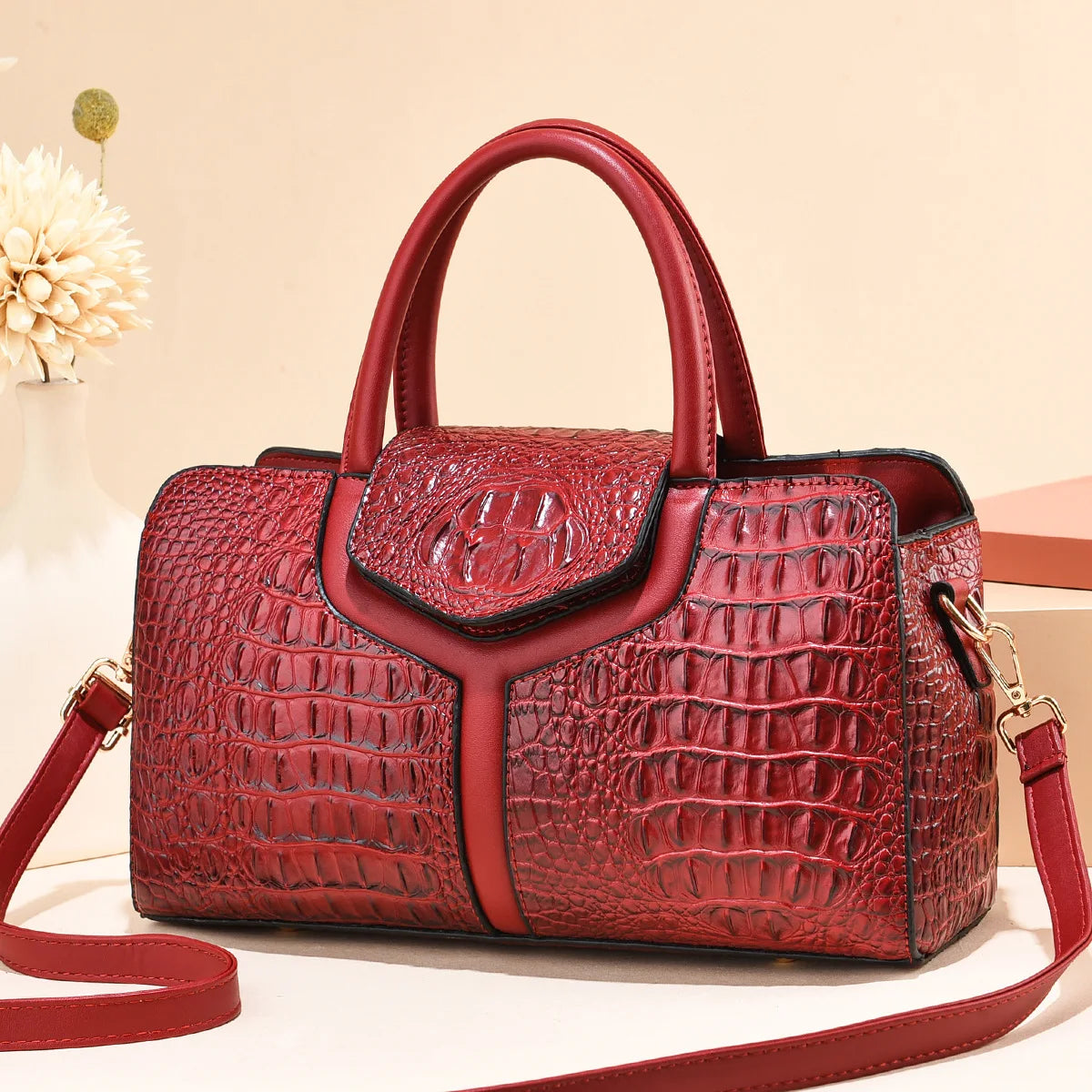 TRAVEASY Summer Casual Vintage Top-Handle Bags for Women Fashion Alligator Large Capacity Female Shoulder Bags Crossbody Bags