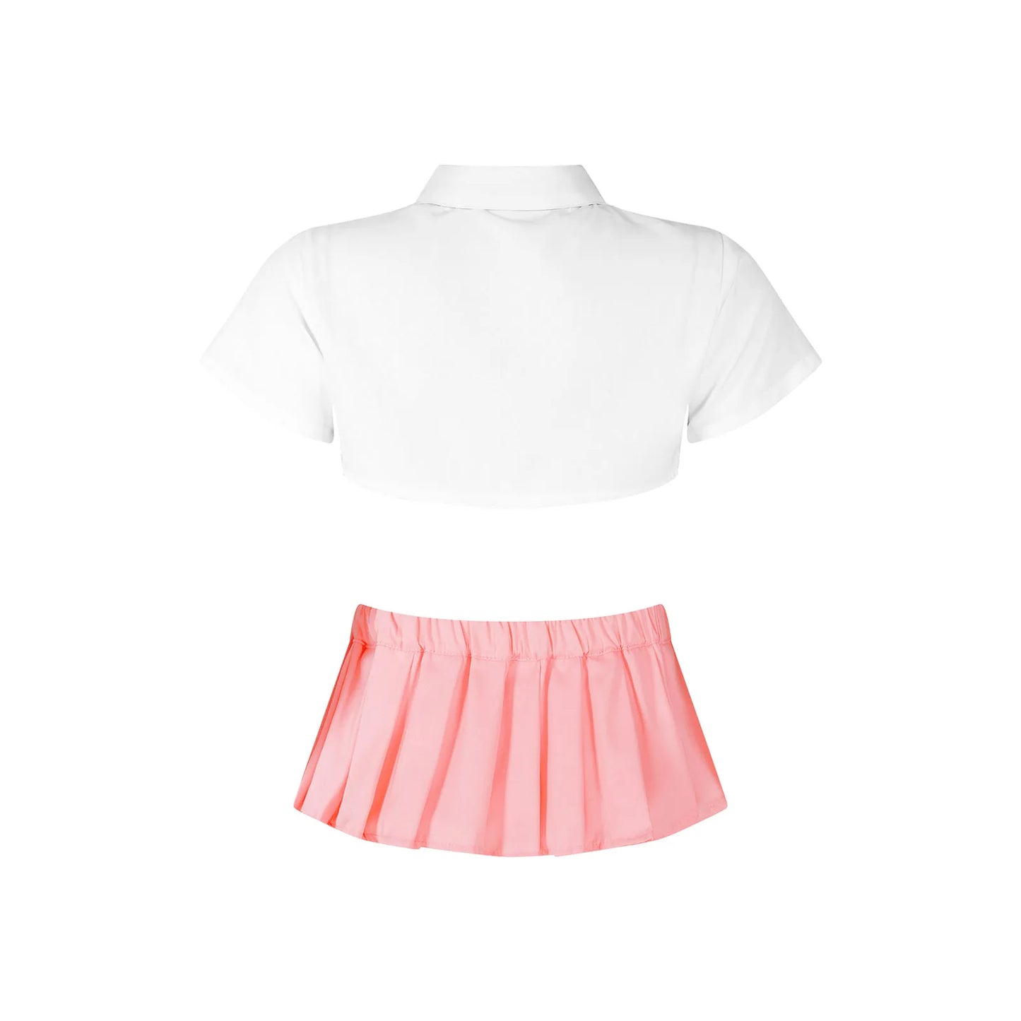 Sexy Schoolgirl Uniform Erotic Student Role Play Costume Japanese School Girl Short Sleeve Cropped Shirt with Mini Skirt Bow Tie