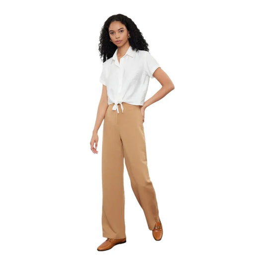 Trendyol TYZA Women's Pants & Capris Stylish Wide Leg Woven Straight Plain Pants & Capris Wide Casual