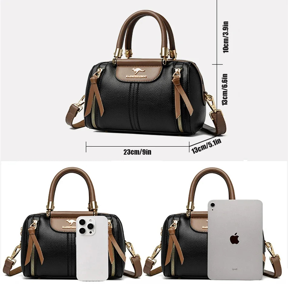 Echte Luxus Schulter Umhängetaschen für Frauen Designer Casual Tote Weibliche Boston Qualität Weiche Leder Geldbörsen und Handtaschen Sac