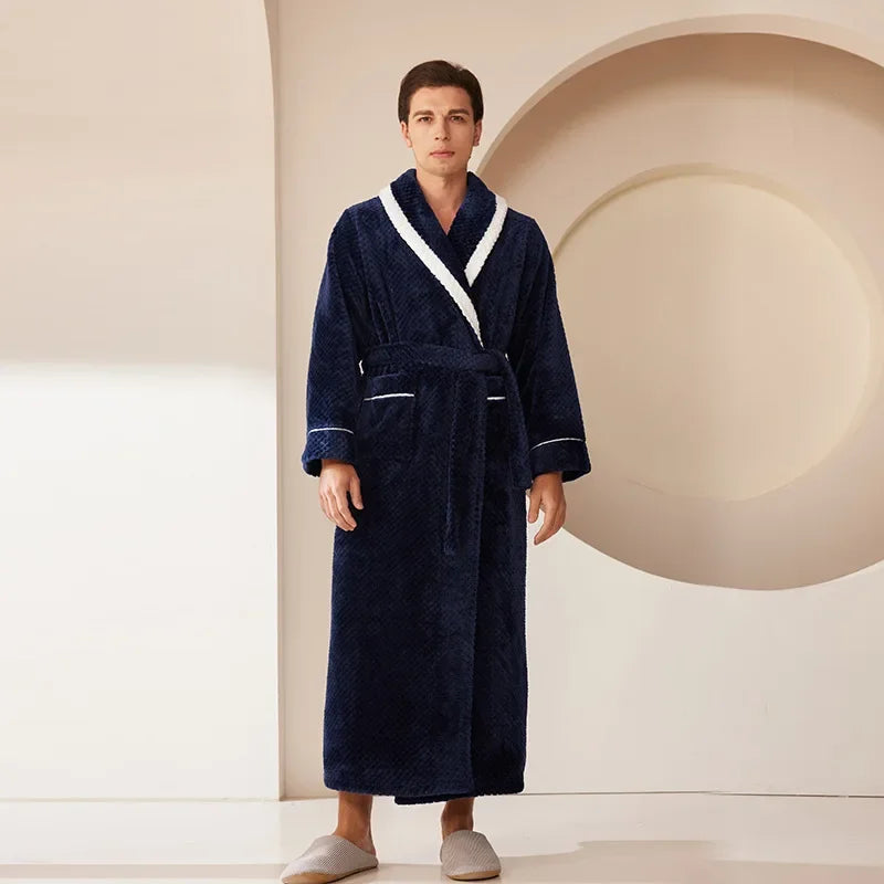 Verdicken Flanell Nachtwäsche Loungewear Paar Dusche Roben 2024 Herbst Winter Neue Bademantel Kimono Männer Lose Nachthemd Homewear