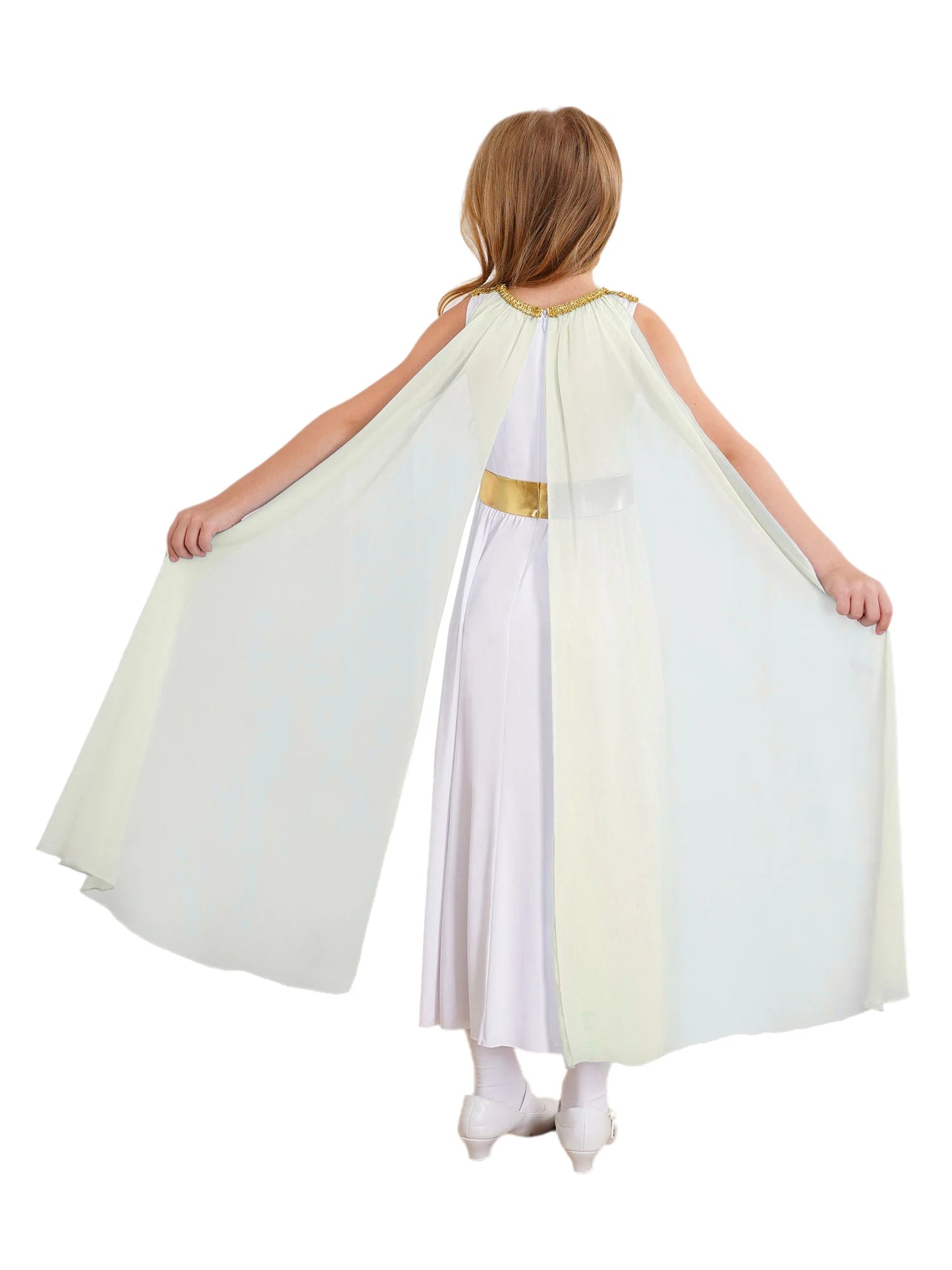 Kids Girls Roman Toga Costume Ancient Greek God Mythos Philosopher Nobility Cosplay Dress Up for Halloween Role Play Party