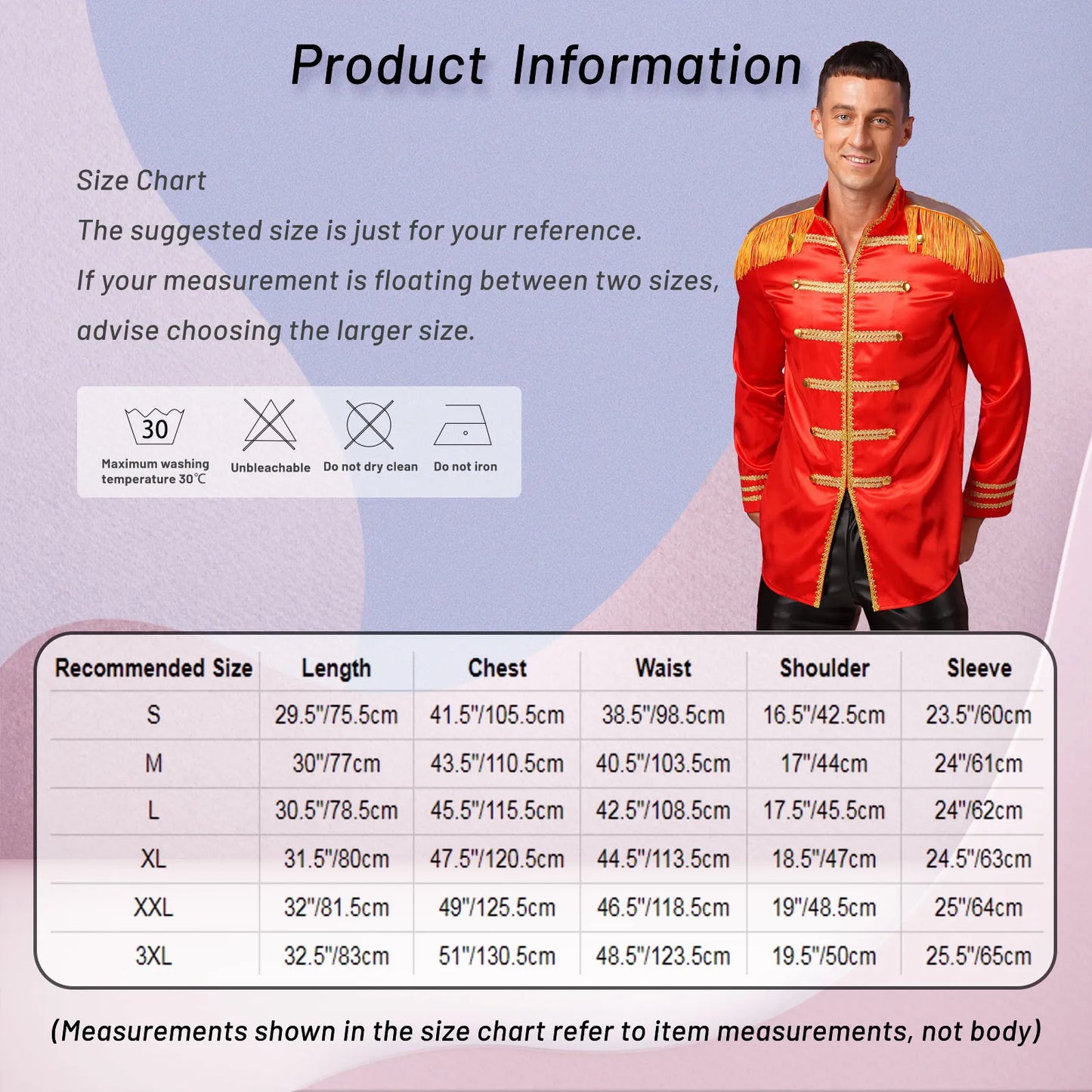 Mens Halloween Hippy Medieval Long Outerwear Tassel Shoulder Boards Gold Trims Front Zip-up Satin Jackets Cosplay Costumes