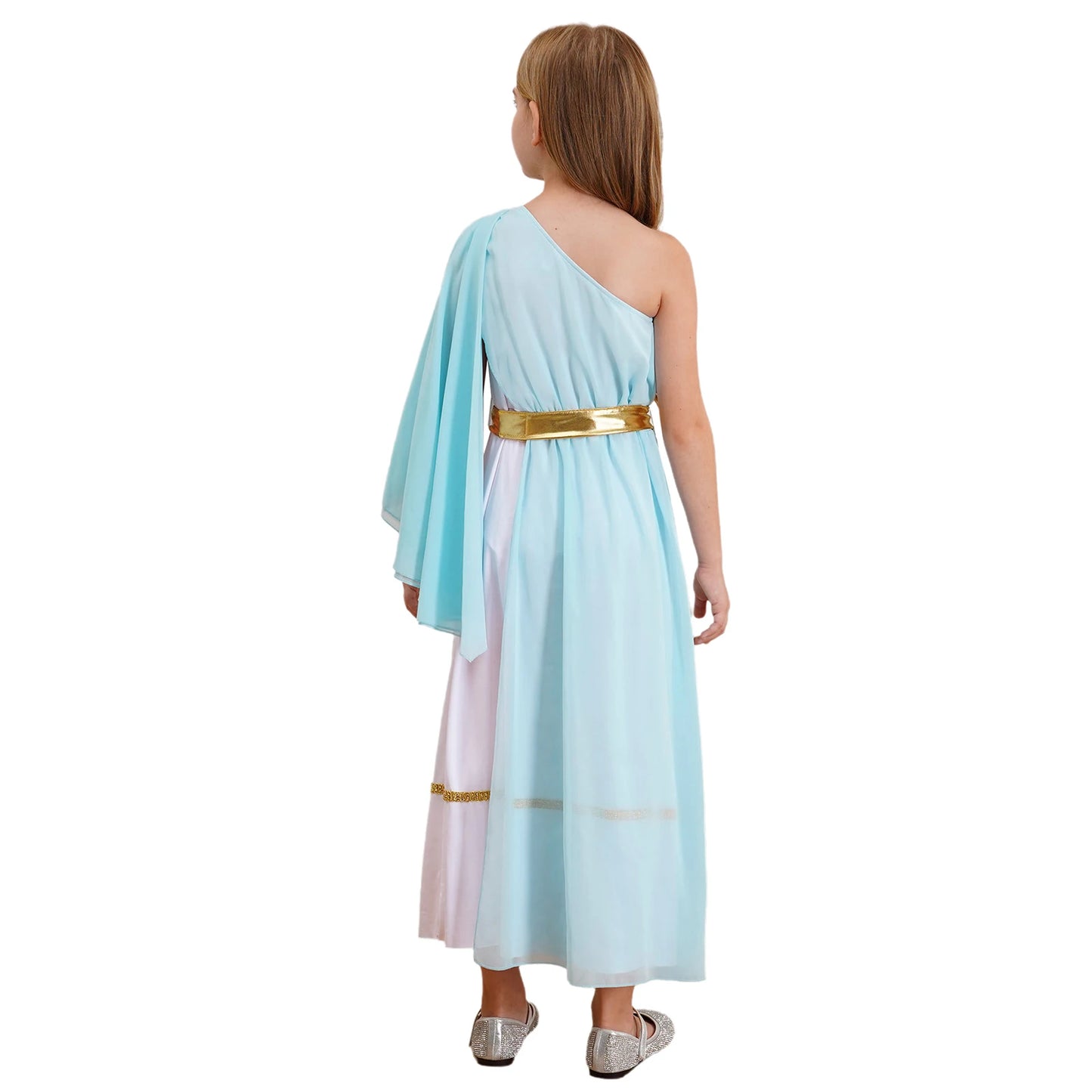 Kids Girls Greek Princess Costume Ancient Roman Empress Tulle Long Maxi Dresses Halloween Toga God Nobility Cosplay Dress Up