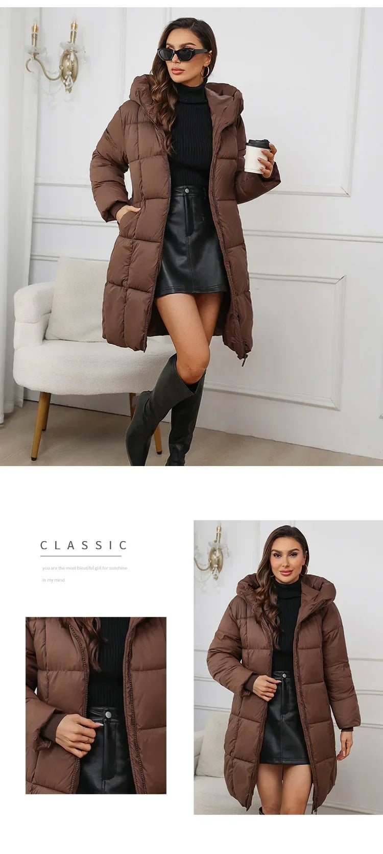 2024 neue Winter Frauen Lange Parkas Taschen Dicke Warme Mit Kapuze Unten Baumwolle Mantel Weibliche Lose Puffer Jacken Winddicht Schnee Mantel