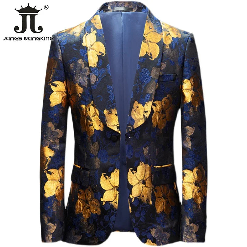 Luxuriöse Boutique Slim Print Herren Anzug Jacke Prom Bankett Smoking Bräutigam Hochzeitskleid Blazer Social Herren Formelle Anzüge Bühnenthost