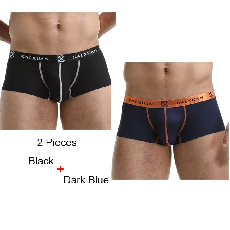2Pcs/1Pcs Men Sexy Seamless Underwear Underpants Mens Ultra-thin Boxershorts Male Low-rise Mesh Slips Homme Panties Boxer Shorts