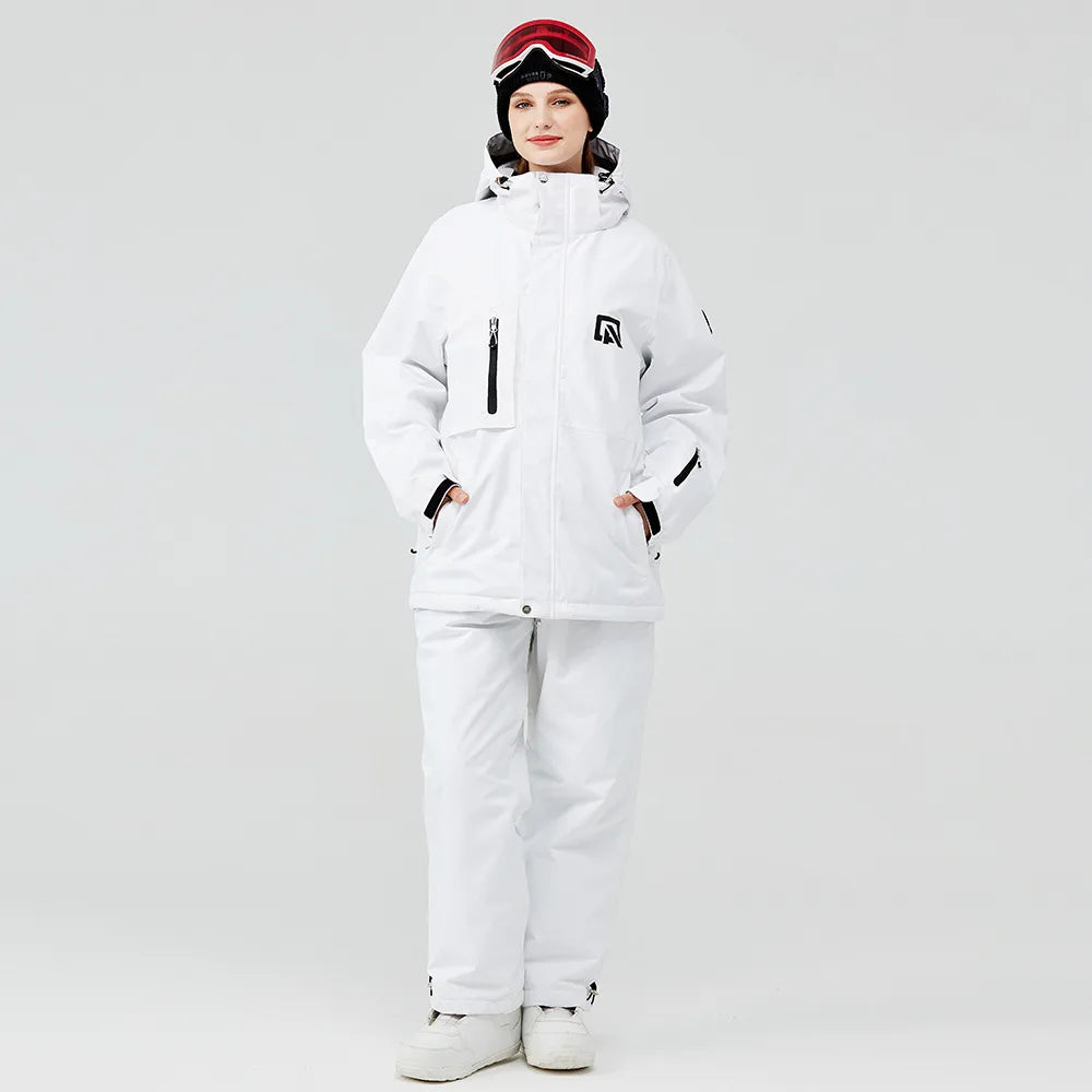 Neuankömmlinge Damen Ski anzug Winter Outdoor Schnee tragen wasserdicht wind dicht verdickt warme Herren Ski jacke Hosen Set Arbeits stil