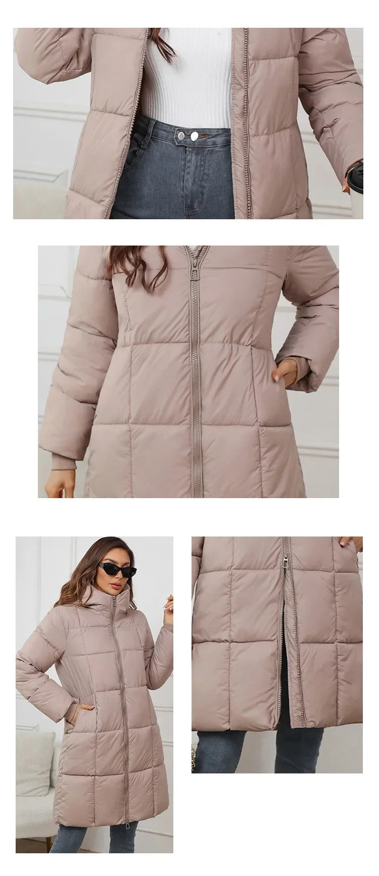 2024 neue Winter Frauen Lange Parkas Taschen Dicke Warme Mit Kapuze Unten Baumwolle Mantel Weibliche Lose Puffer Jacken Winddicht Schnee Mantel