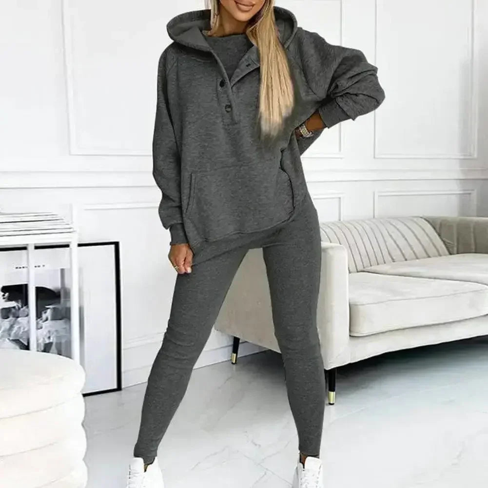 Frauen 3-teiliges Set Lässige Herbst Winter Sport Anzug Hoodies + Weste + Hosen Warme Sportliche Frauen Set outwear Anzug