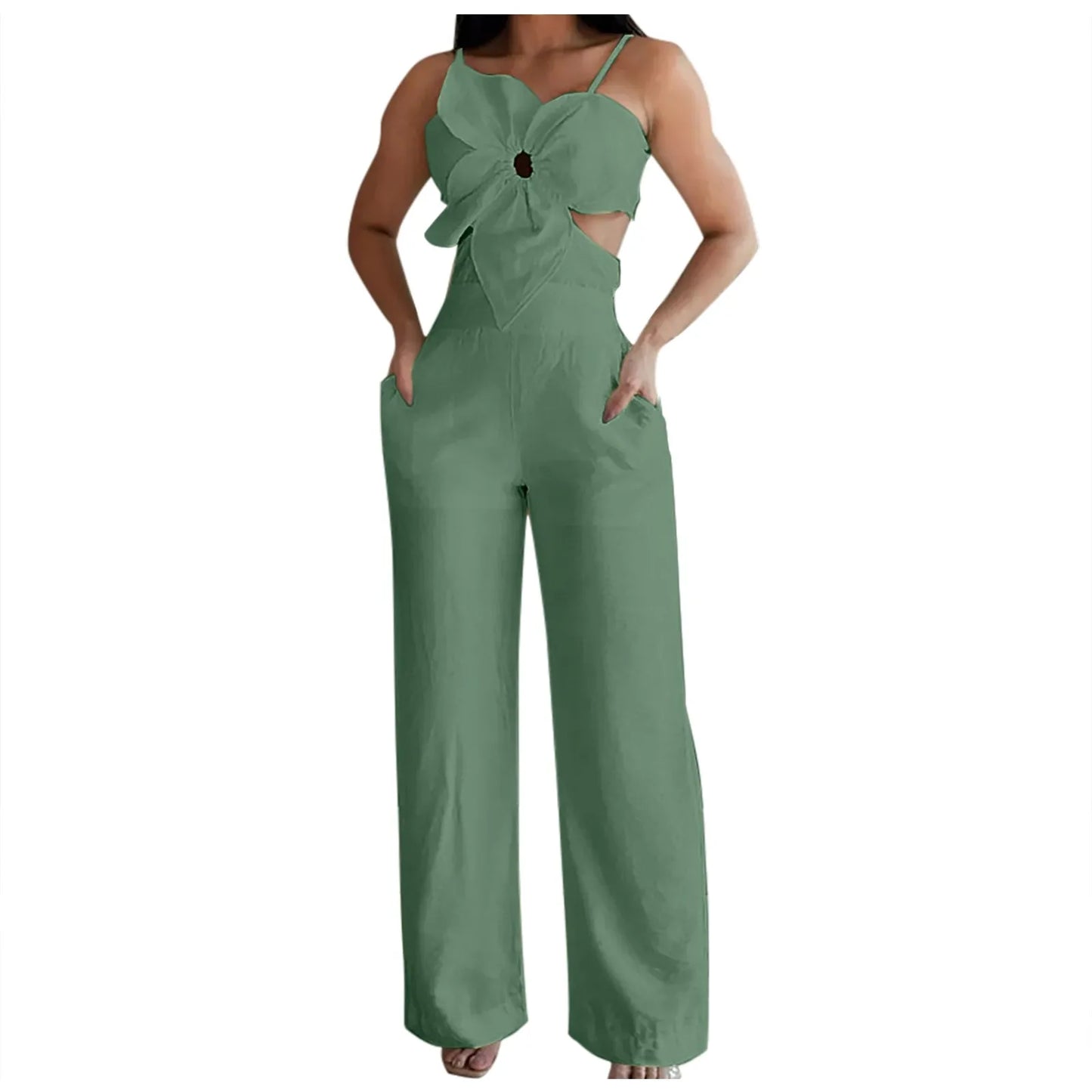 Sommer hoch taillierte lässige Hosenträger Overall Urlaub einfarbig sexy Stram pler aushöhlen Patchwork Mode Overalls Frauen