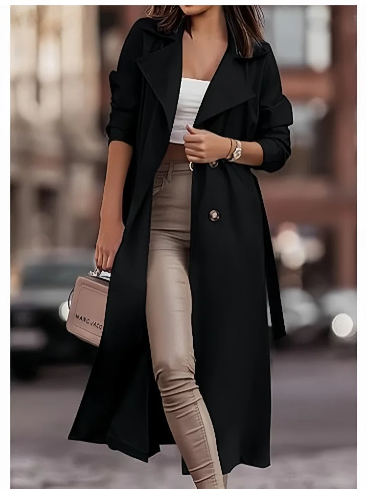 Damen-Mäntel aus Wollmischungen, zweireihig, dünner Damen-Trenchcoat, lässiger Winbreaker mit Gürtel, Trenchcoat für Damen