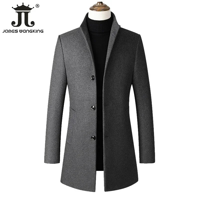 EUR Größe S-XXL Herbst Winter Dicke Warme Stehkragen Woolen Männer Mantel Business Casual Dünne MantelWoolen Jacke männlichen Windjacke