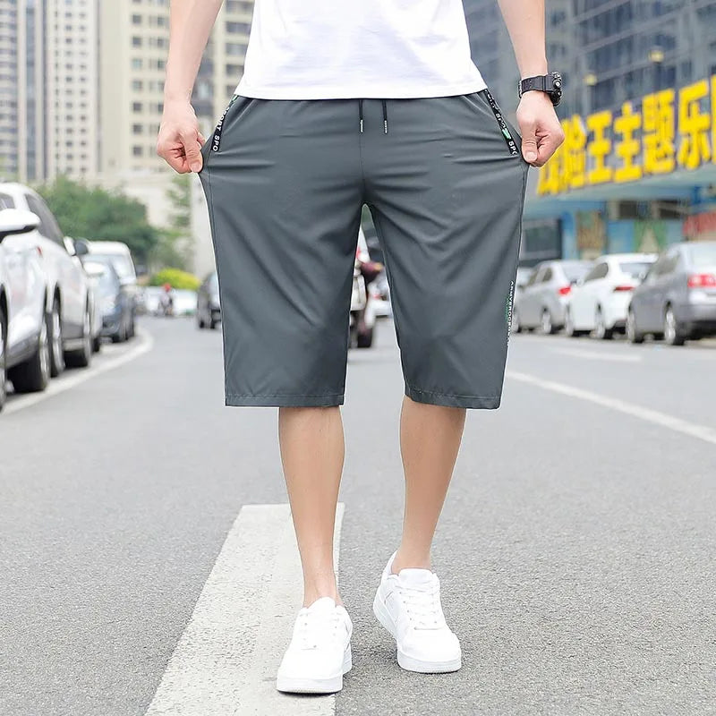 Plus Size Stretch Men's Cropped Pants Casual Pants 8XL Summer Letter Printing Streetwear Beach Pant Men Clothing Sweat Pants F20