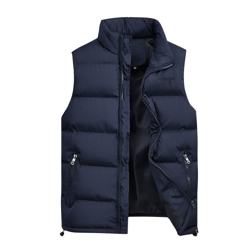 Autumn Winter Brand Mens Sleeveless Vest Jacket Fashion Stand Collar Vest Men Coat Solid Casual Waistcoat Men Plus Size 6Xl