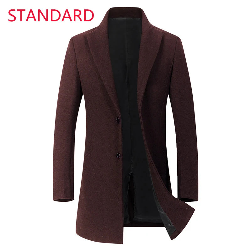 Herbst & Winter Boutique Wolle Mode einfarbig Herren lässig Business Woll mantel Jacke verdickt und warm Herren Trenchcoats