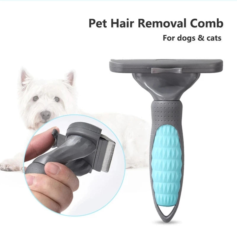 Planet Pet Grooming Brush - Double Sided Shedding and Dematting Undercoat Rake Comb for Dogs and Cats,Extra Wide, Blue